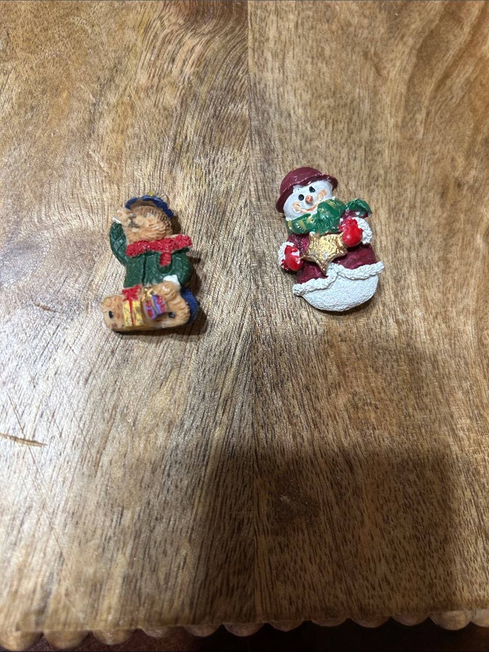 Miniature Bear and Snowman Handmade Holiday Winter Brooches Pin New 2-Pieces